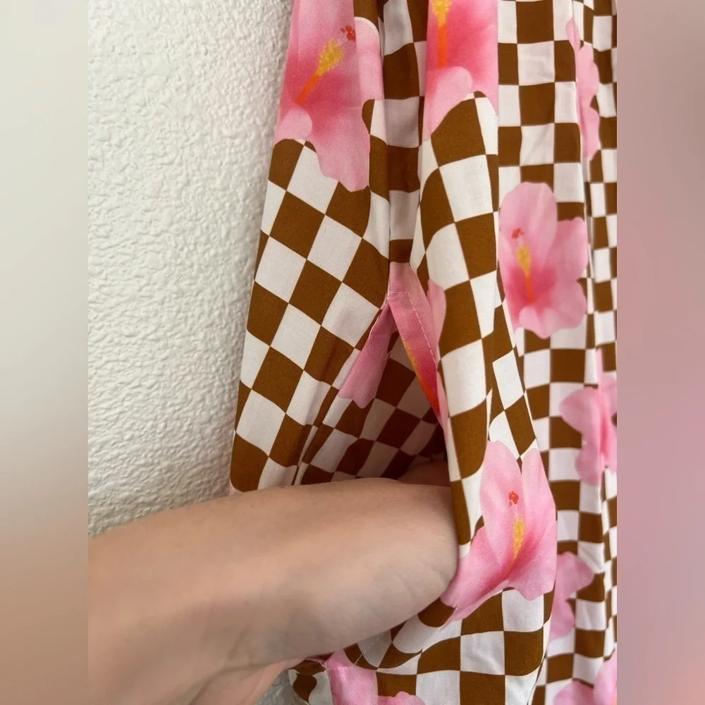 Kira Hawaii Checkered Hibiscus Jumpsuit